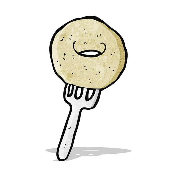 Dessin animé donu sur fourchette — Image vectorielle