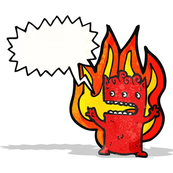 Flammender kleiner Teufel-Cartoon — Stockvektor