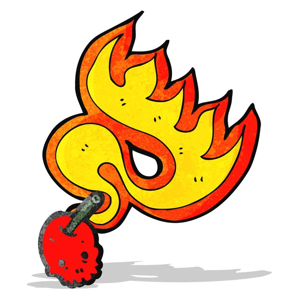 Flaming cherry skull-symbool — Stockvector