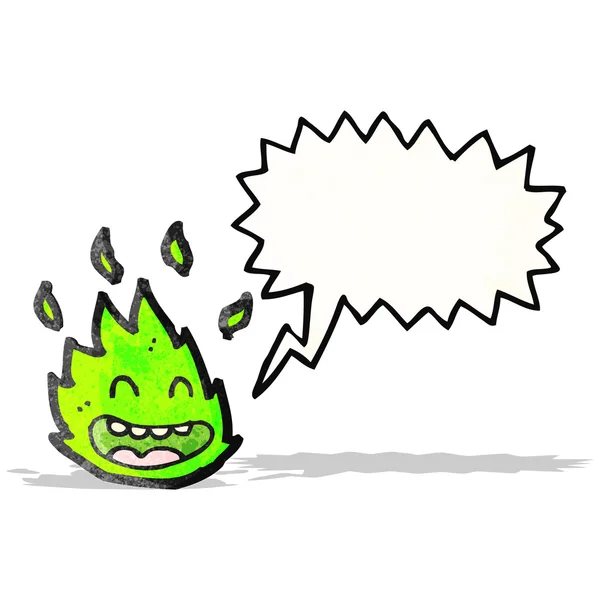 Dessin animé créature du feu vert avec bulle de parole — Image vectorielle