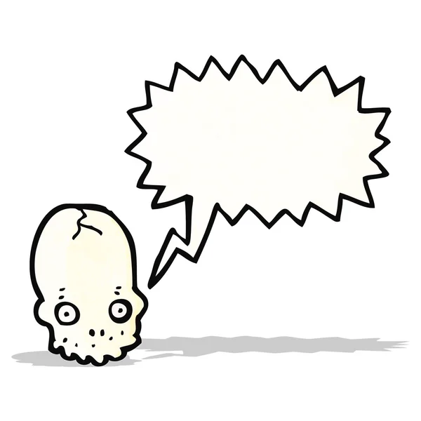 Kreslená lebka s bublinou řeči — Stockový vektor