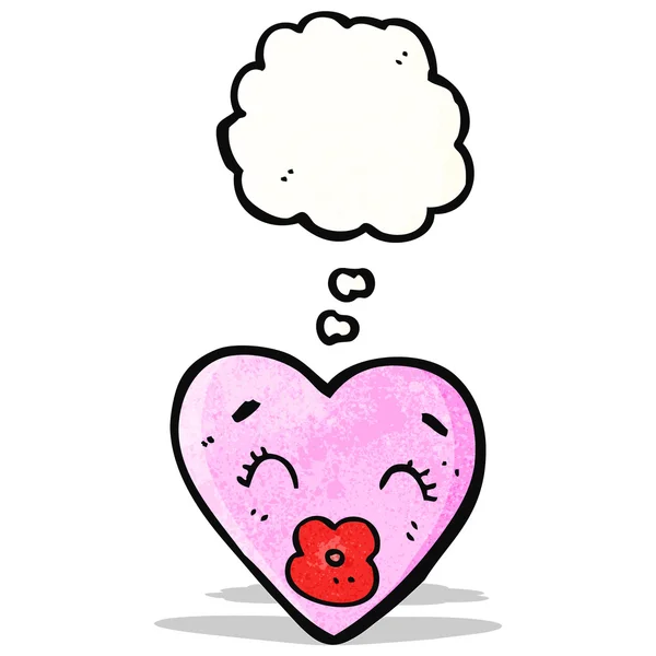 Cartoon love heart with thought bubble — Stock Vector