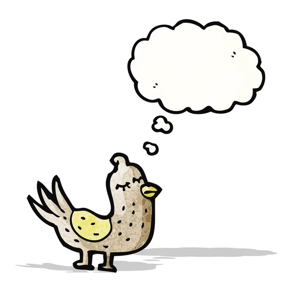 Uccello del fumetto con bolla di pensiero — Vettoriale Stock