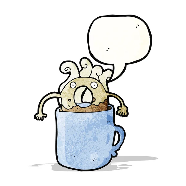 Cartoon donut dompelde in koffie — Stockvector