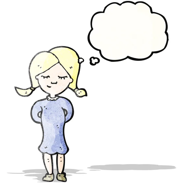 Cartoon blond girl thinking — Stock Vector