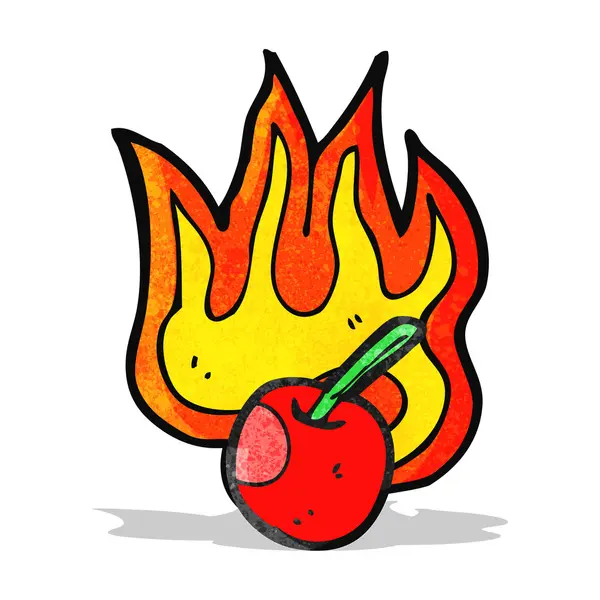 Flaming dibujos animados de cereza — Vector de stock