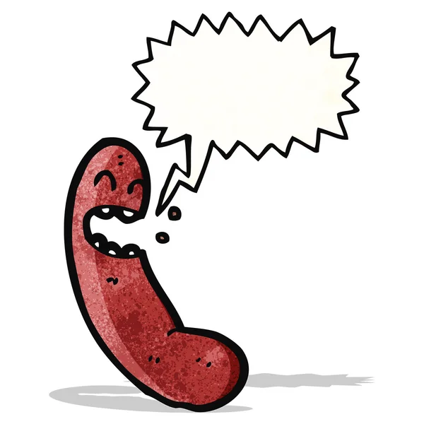 Cartoon sausage with speech bubble — Stock Vector