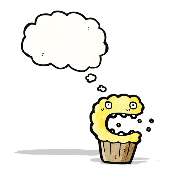 Cupcake dos desenhos animados com bolha de pensamento — Vetor de Stock