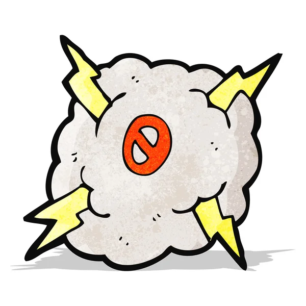 Cartoon thunder wolk met nummer nul — Stockvector