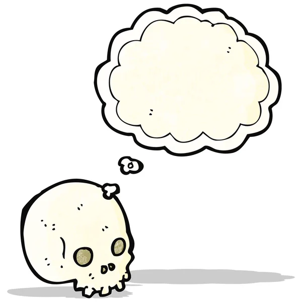 Calavera espeluznante de dibujos animados con burbuja de pensamiento — Vector de stock