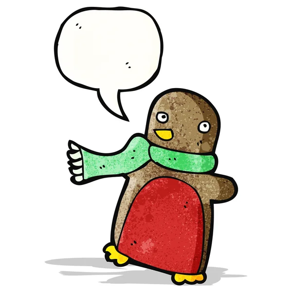 Cartoon Kerstmis robin dragen sjaal — Stockvector