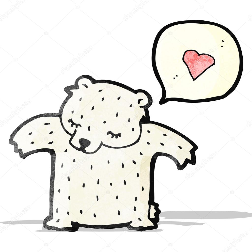 Dessin animé ours avec coeur d amour — Image vectorielle