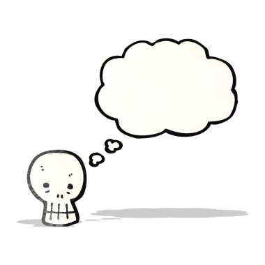 Düşünce balonlu karikatür kafatası