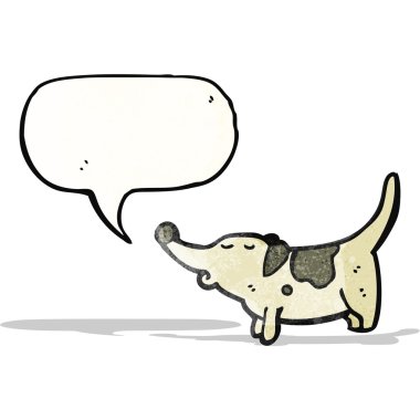 Konuşma balonlu çizgi film köpeği.