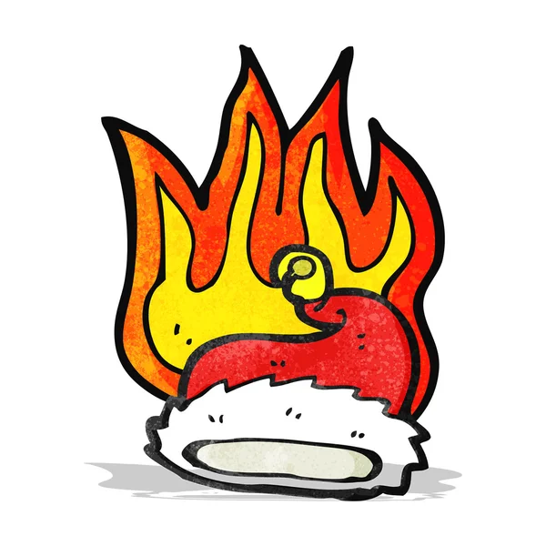 Flaming santa hat cartoon — Stockvector