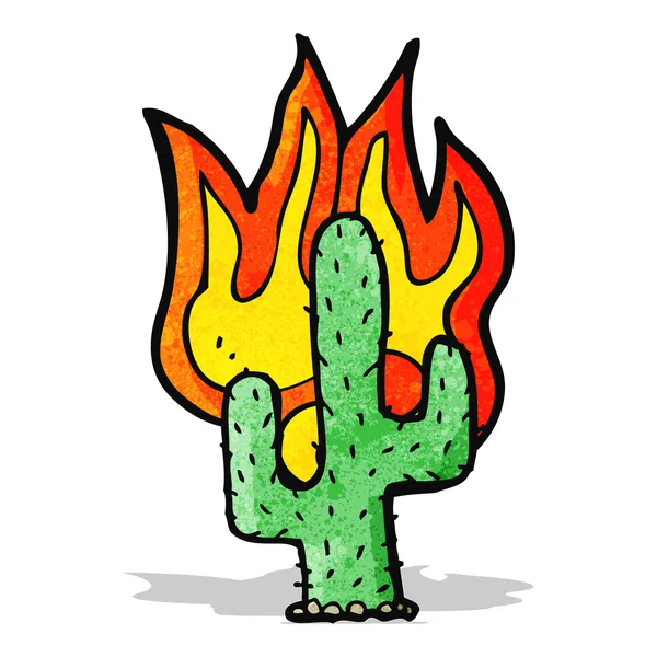 Cartoon flaming cactus — Stock Vector