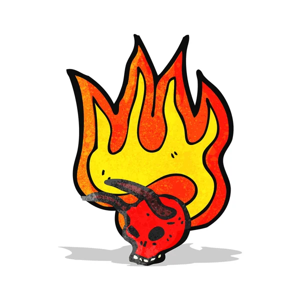 Flaming skull cartoon — Stock Vector