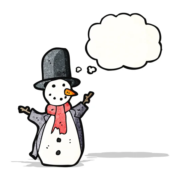 高顶大礼帽的卡通雪人 — 图库矢量图片