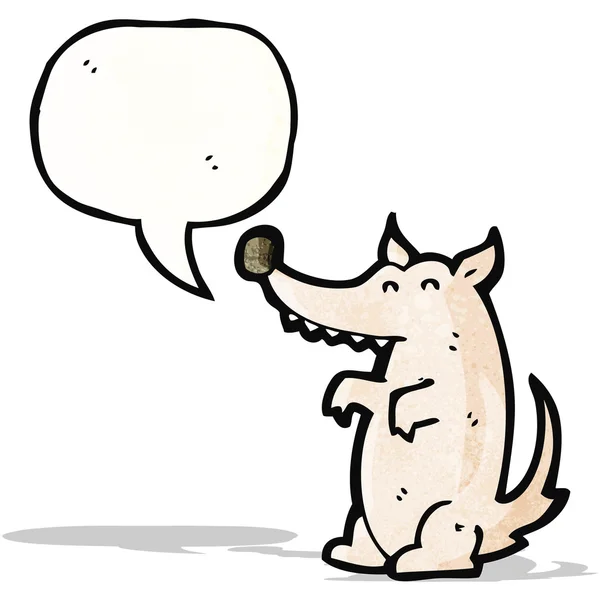Lobo de dibujos animados con burbuja de habla — Vector de stock