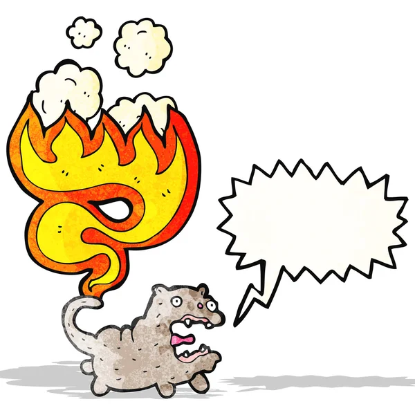 Cat with tail on fire — Stock Vector