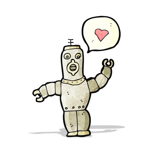 Cartoon retro robot in love — Stock Vector