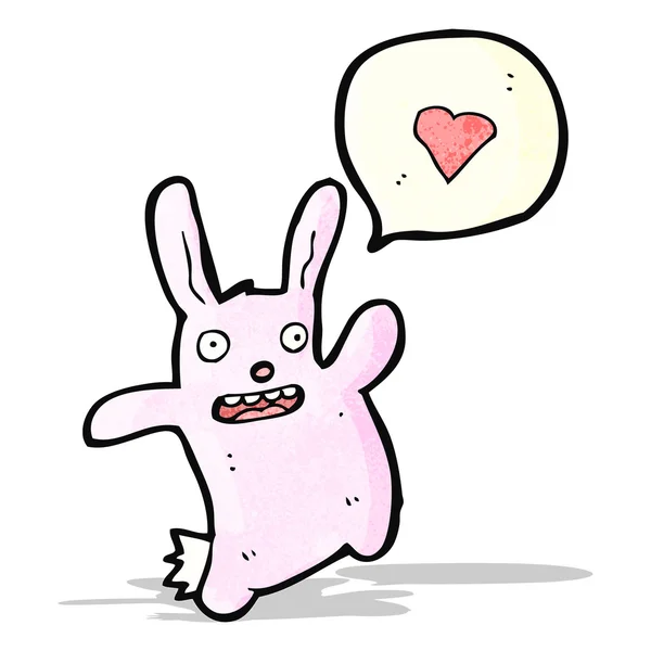 愛の心とウサギの漫画のキャラクター — ストックベクタ