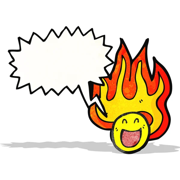 Karikatur flammendes Emoticon Gesicht — Stockvektor