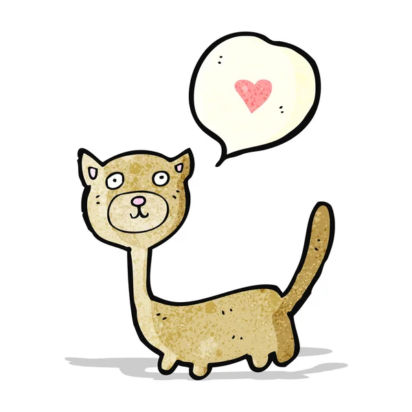 Kreslená kočka s láskou srdce bublinu — Stockový vektor