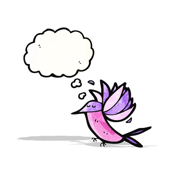 Düşünce balonu ile karikatür sinek kuşu — Stok Vektör