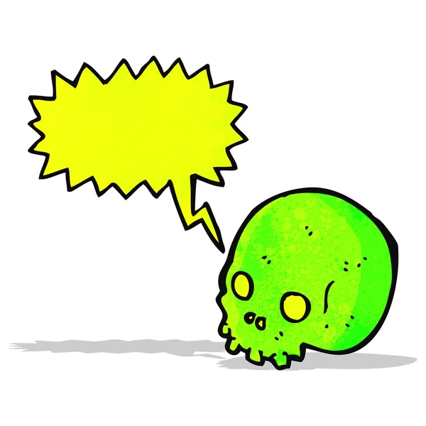 Gritando crânio verde desenhos animados — Vetor de Stock