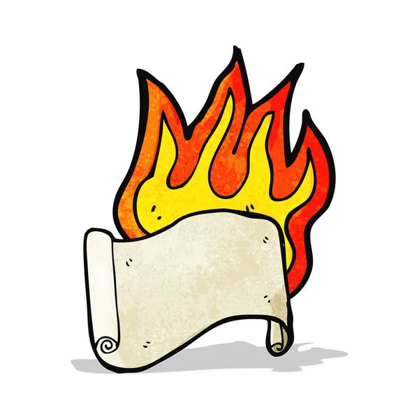 Flaming scroll cartoon — Stock Vector