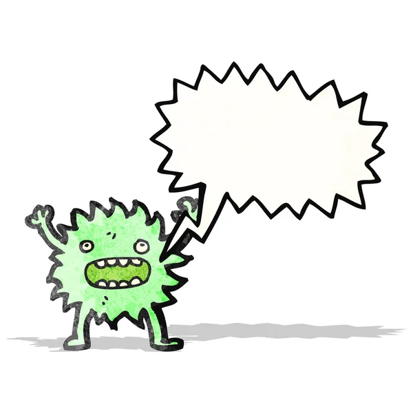 Furry green creature with speech bubble — Stock Vector