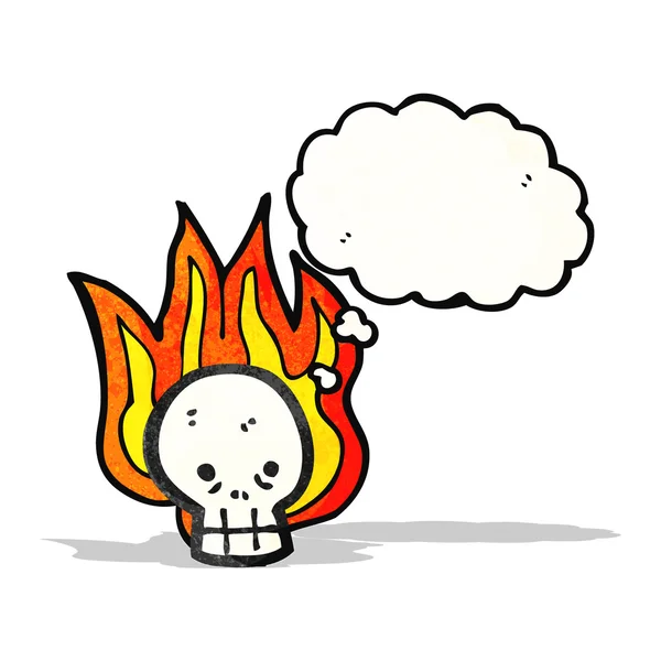 Cartoon flaming skull symbol — Stock Vector