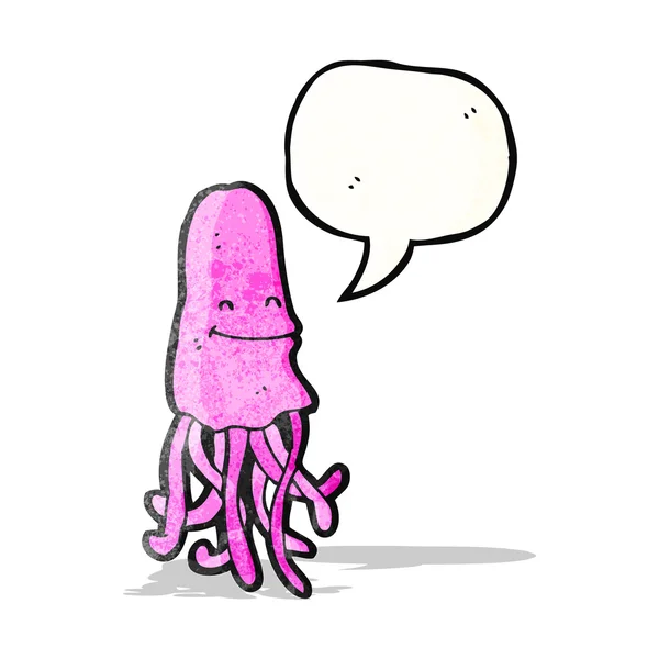 Cartoon jellyfish with speech bubble — Stock Vector