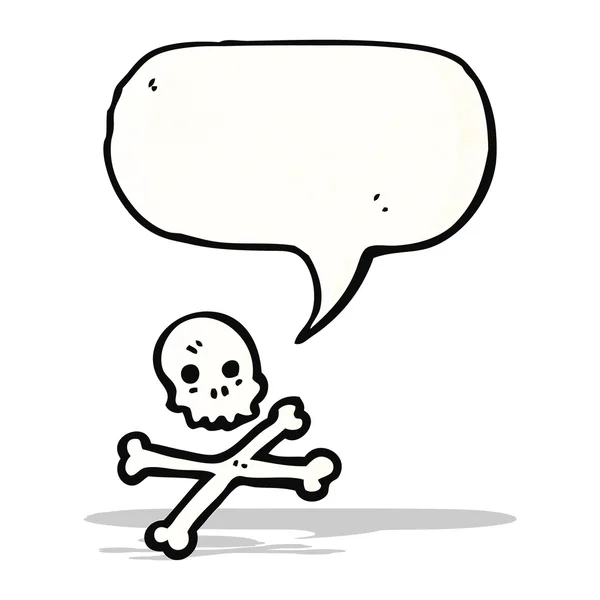 Crânio e ossos cruzados símbolo com bolha de fala — Vetor de Stock