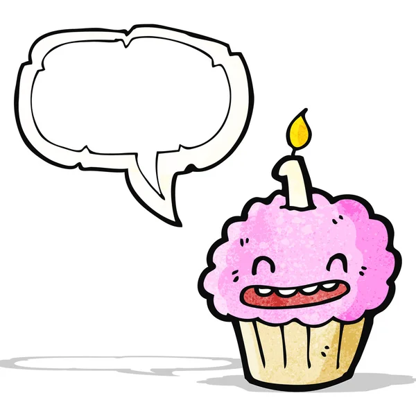 Cupcake de dibujos animados con burbuja de habla — Archivo Imágenes Vectoriales