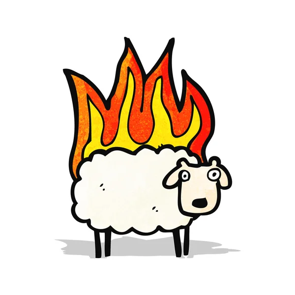 Cartoon sheep on fire — Stock Vector