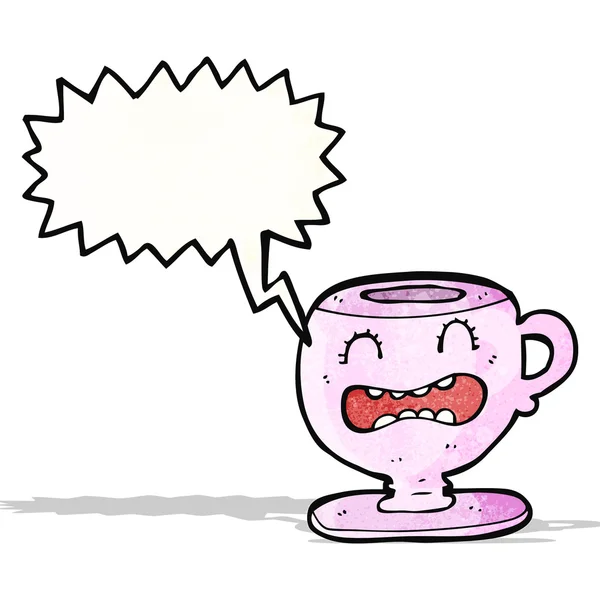 Cartoon teacup with speech bubble — Stock Vector