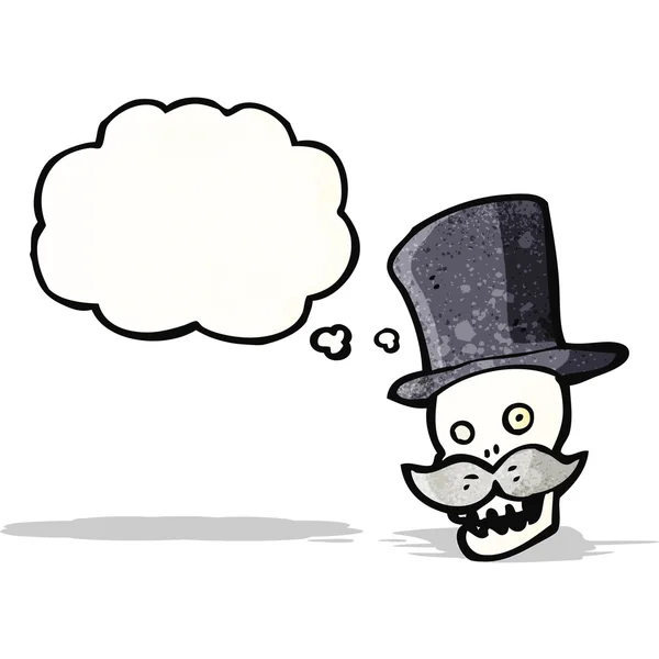 Cartoon schedel in top hat — Stockvector