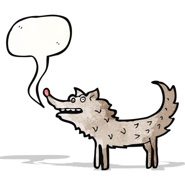 Loup dessin animé avec bulle de parole — Image vectorielle