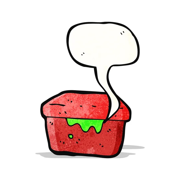 Caja de almuerzo de dibujos animados viejo — Vector de stock