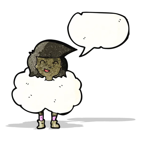 Chica de dibujos animados en la nube — Vector de stock