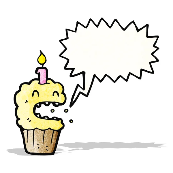 Shouting cupcake cartoon — Stock Vector