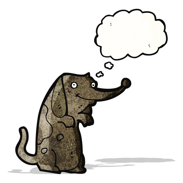 Pequeño perro divertido con burbuja de pensamiento — Vector de stock