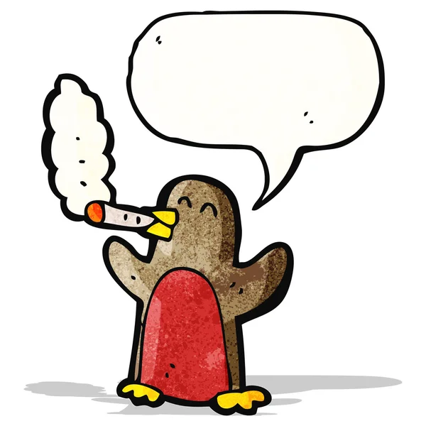 Desenho animado robin fumar cigarro — Vetor de Stock