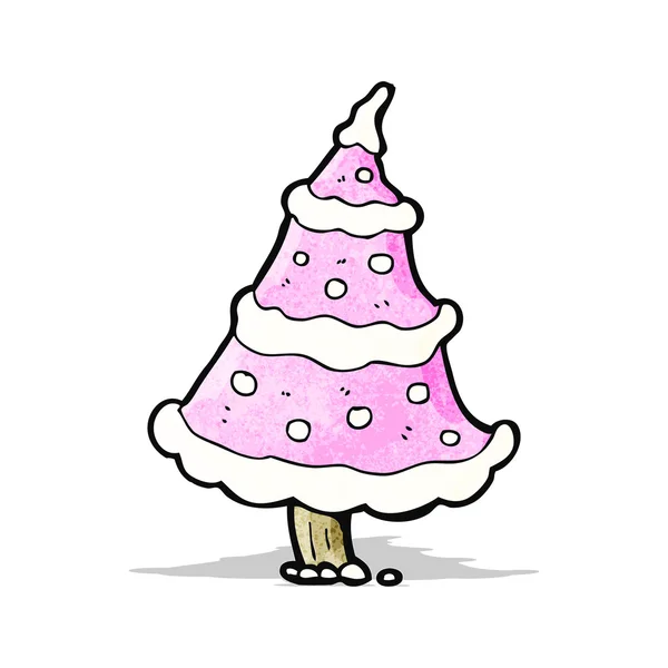 Rosa albero di Natale cartone animato — Vettoriale Stock