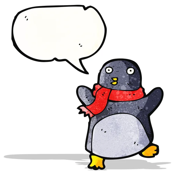 Pingüino de dibujos animados con bufanda — Vector de stock