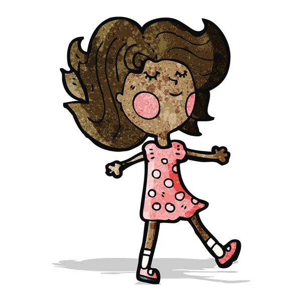 Hezká dívka chodící kreslený — Stockový vektor