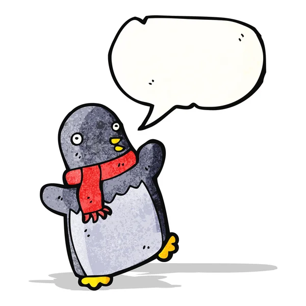 Dessin animé pingouin portant écharpe — Image vectorielle