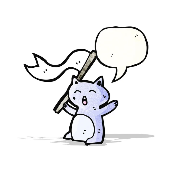 ตลกการ์ตูนแมวโบกธง — ภาพเวกเตอร์สต็อก